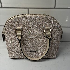 Aldo Glitter Dome Satchel - Cream and Multicolor Sparkle